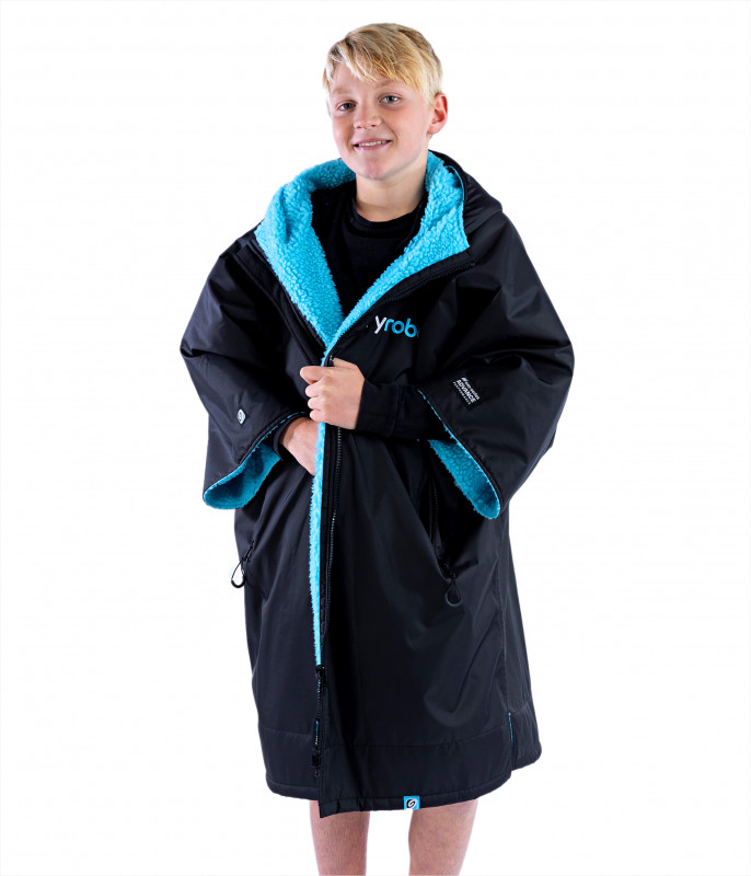 Dryrobe Advanced KIDS Black Blue SHORT SLEEVE